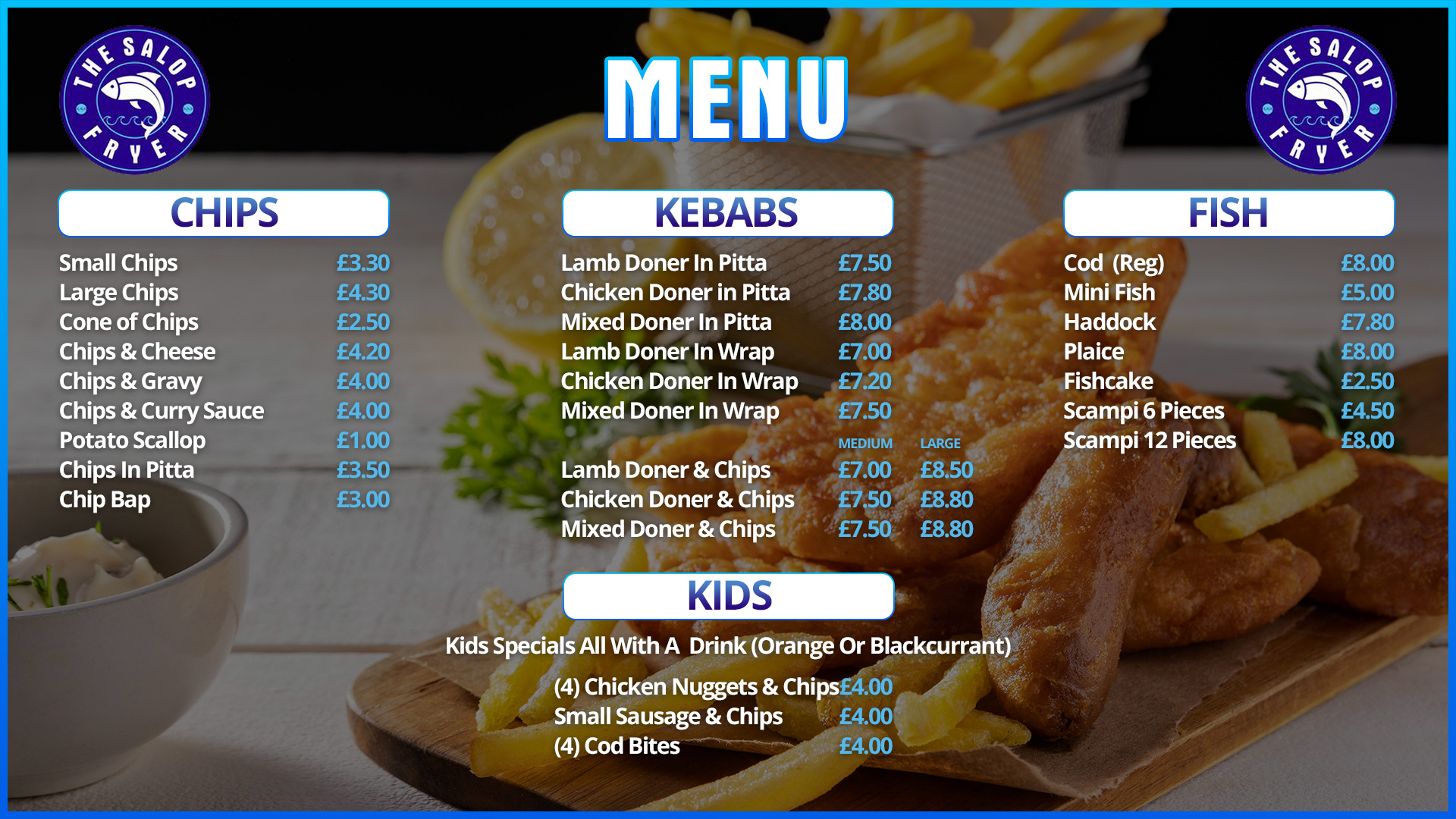 Salop Fryer Menu