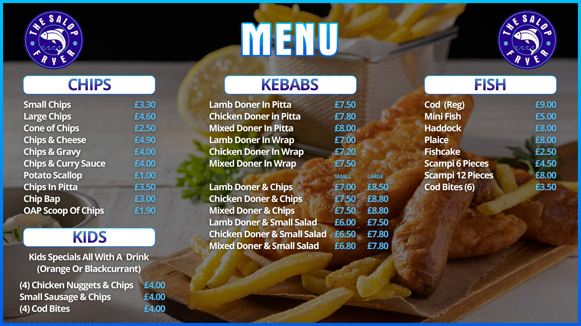 Salop Fryer Menu