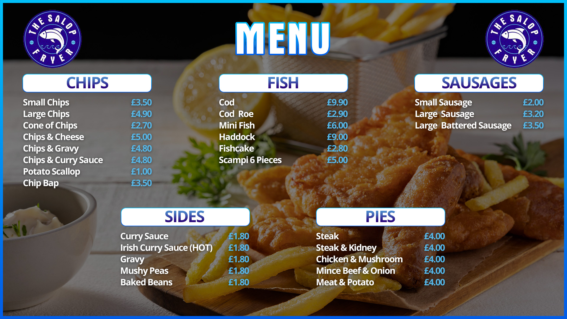 Salop Fryer Menu