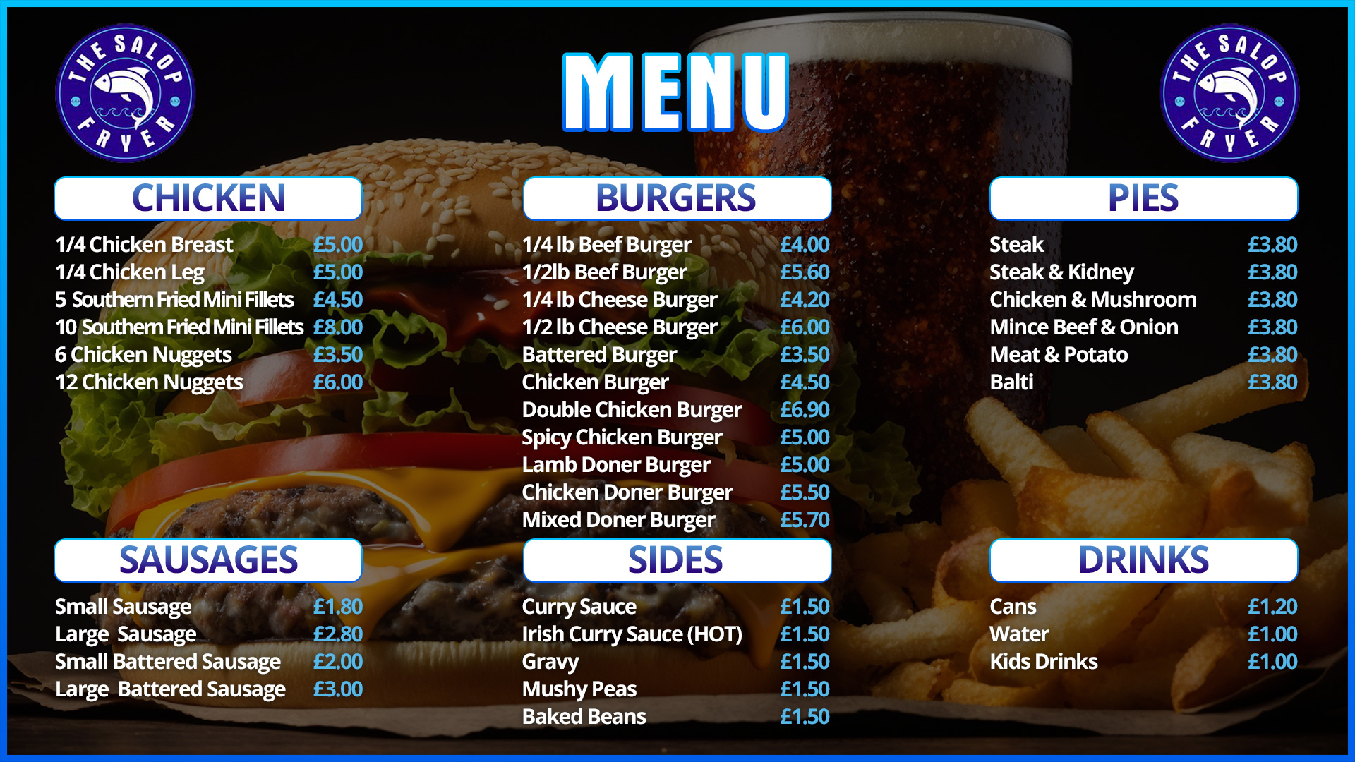 Salop Fryer Menu