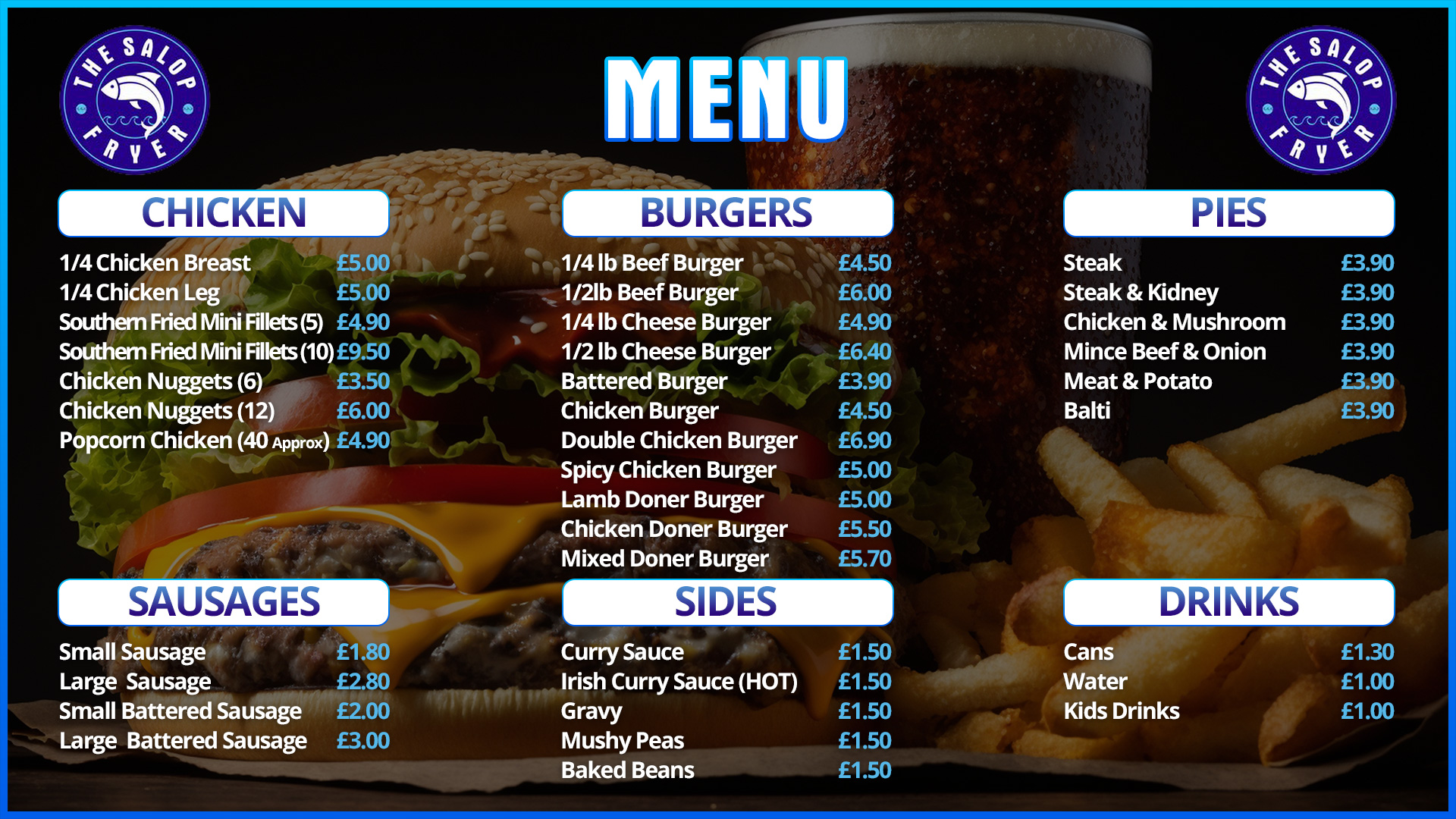 Salop Fryer Menu
