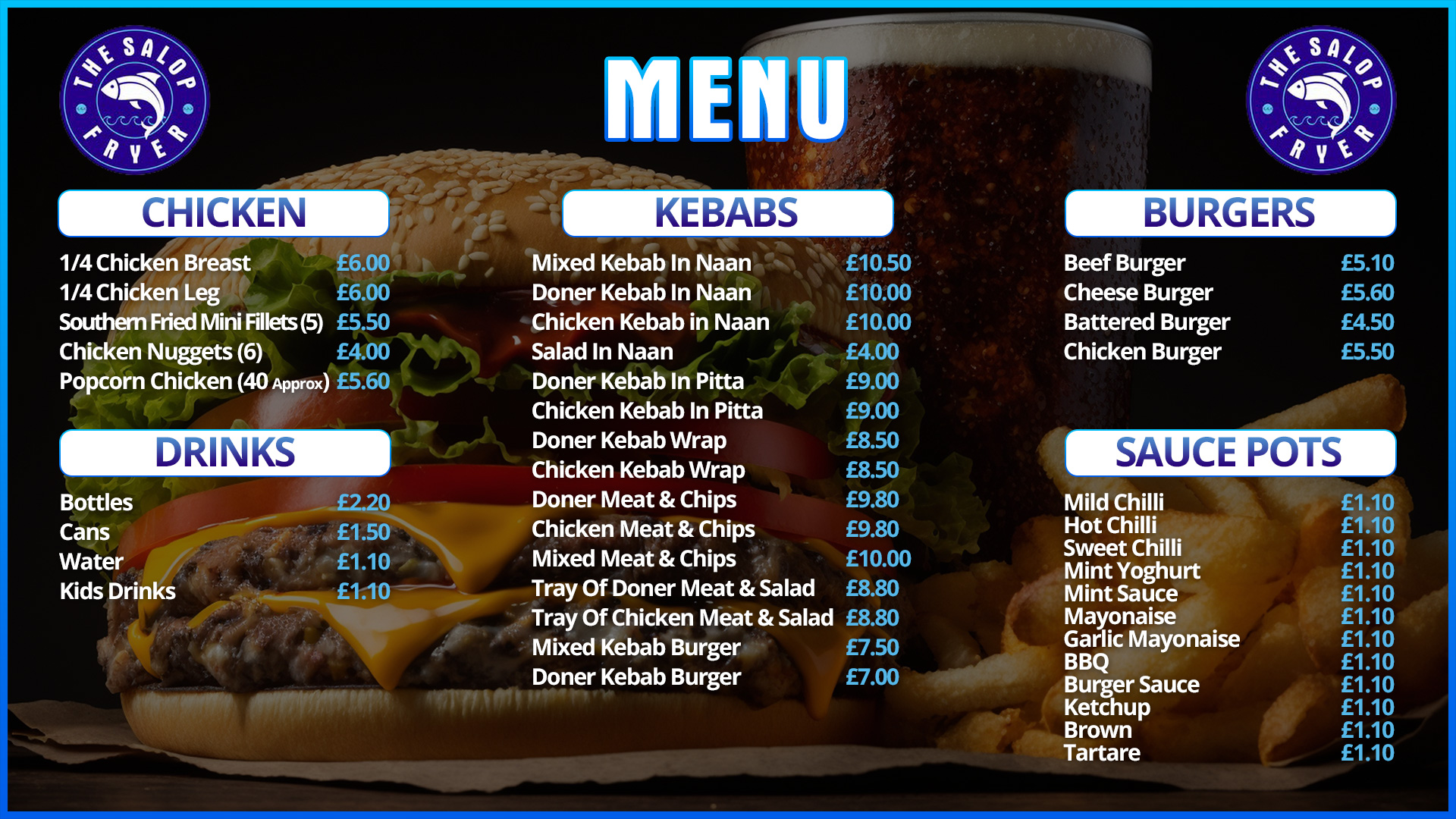 Salop Fryer Menu