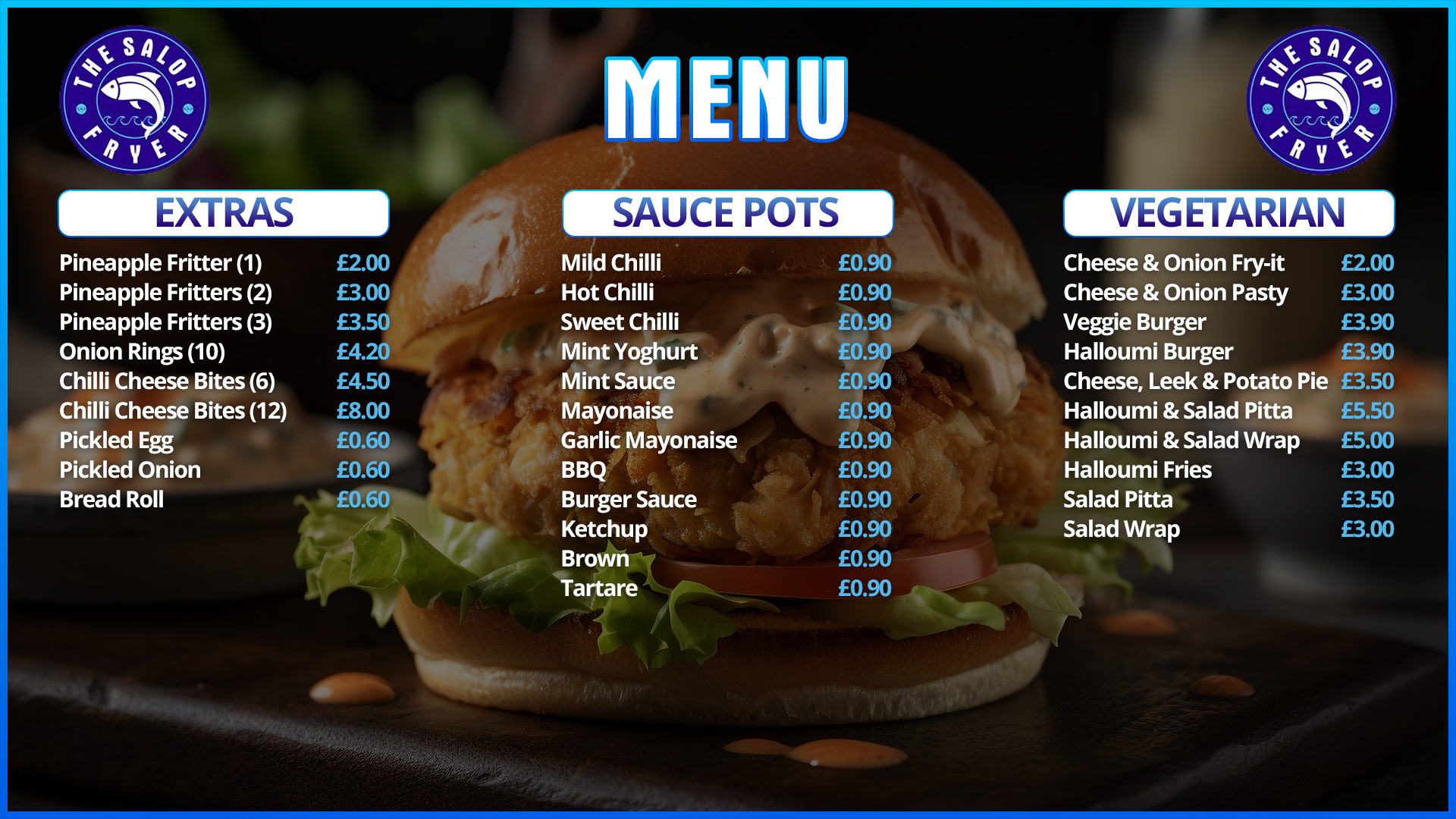 Salop Fryer Menu