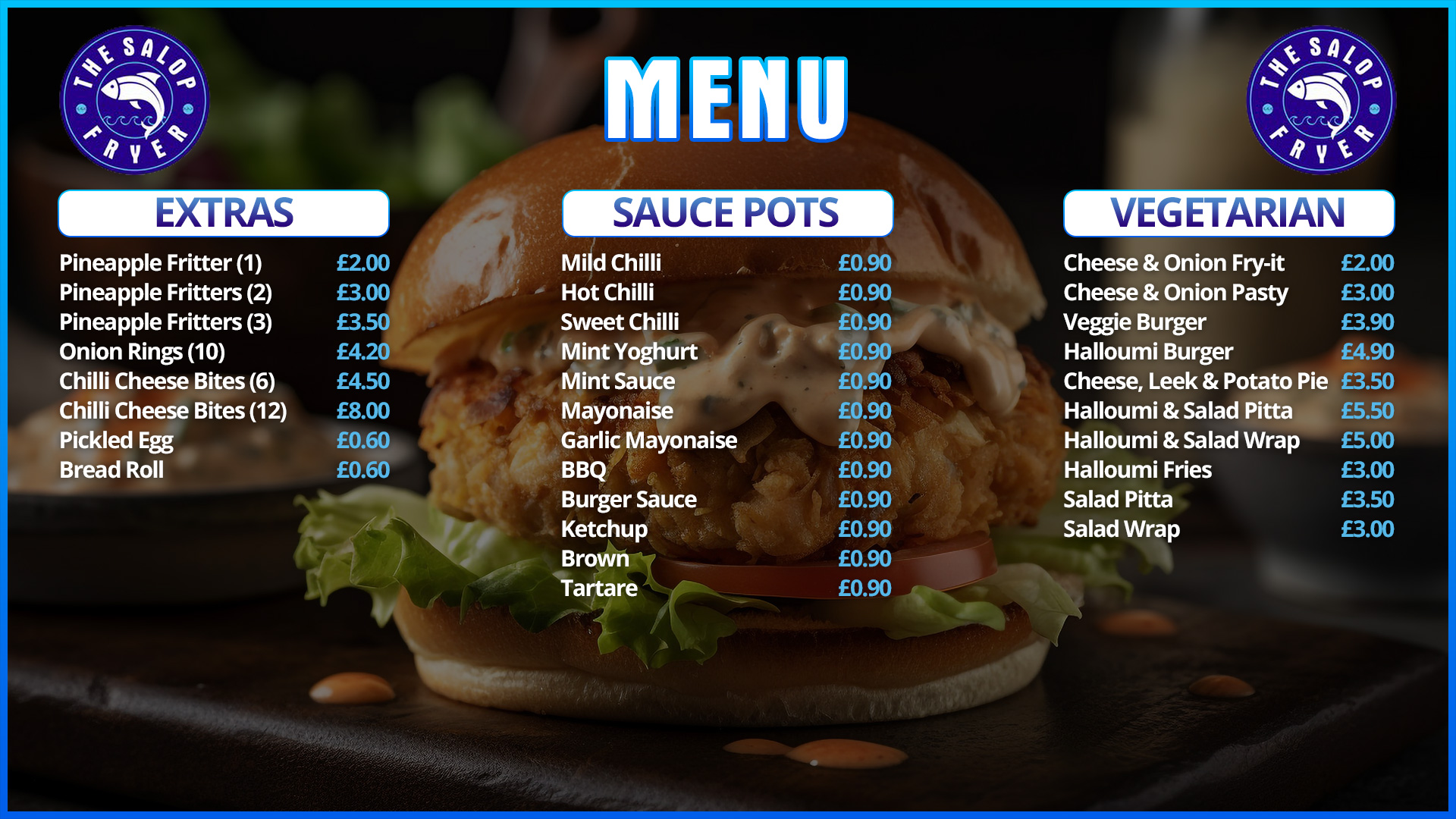 Salop Fryer Menu