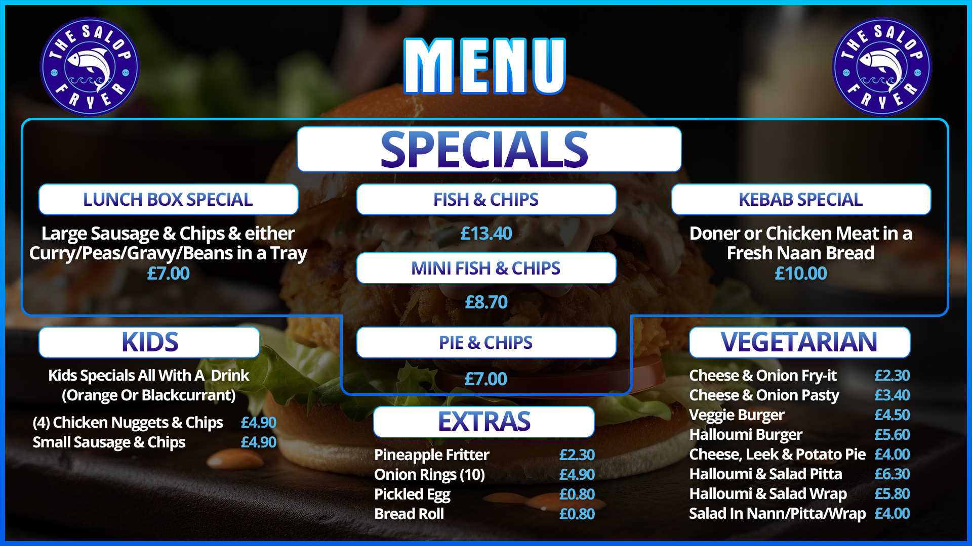 Salop Fryer Menu